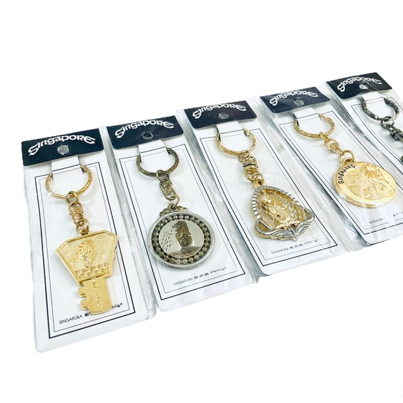 Vintage Merlion Singapore Lion Fish Statue Keychain Souvenir Lot of 5 Bundle NIP - Picture 2 of 4